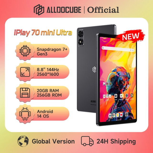 ALLDOCUBE iPlay 70 mini Ultra Gaming Tablet Schwarz, 8,8 Zoll 2,5K 144Hz, Snapdragon 7+Gen3, 20GB RAM, 256GB ROM, Android 14 - Bild 1