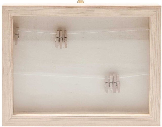 Rico Design Holz Bilderrahmen mit Fotoleine in Beige, B/H/T: 22 x 17 x 2,5 cm - Bild 1