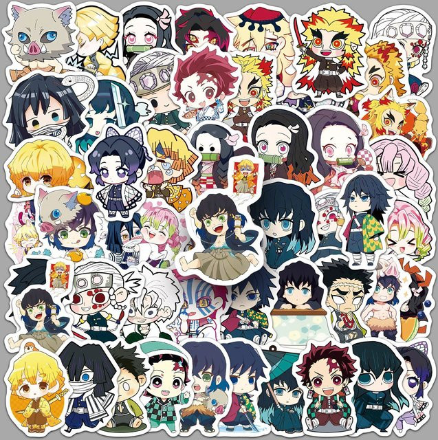 Bandai Demon Slayer Chibi Anime-Aufkleber, 50-teiliges Set, bunt - Bild 1