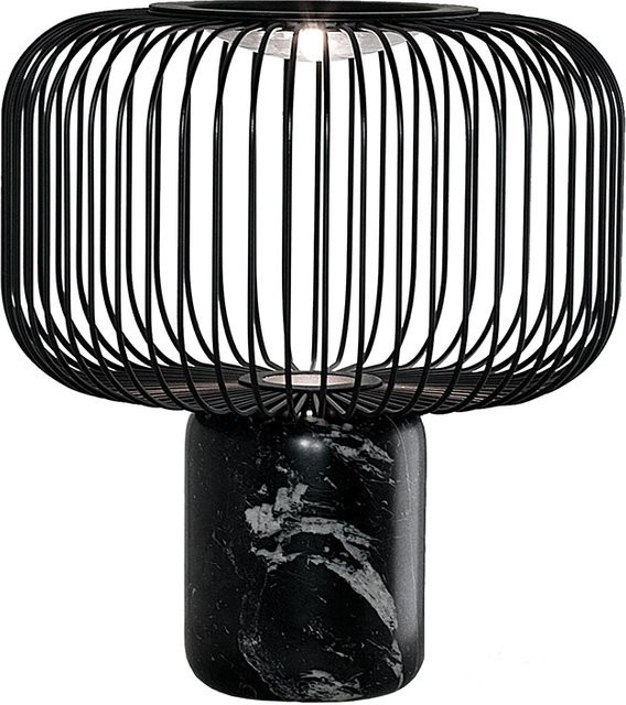 B.Lux Keshi T30 LED-Tischleuchte in Schwarz mit Marmor- und Metallelementen, dimmbar, Warmweiß - Bild 1