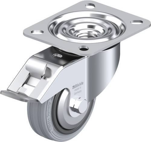 Blickle Lenkrolle mit Feststeller LE-VPP 80R-FI-SG-FA, Rad-Durchmesser: 80 mm, Tragfähigkeit: 50 kg, Farbe: Grau/Schwarz/Silber - Bild 1