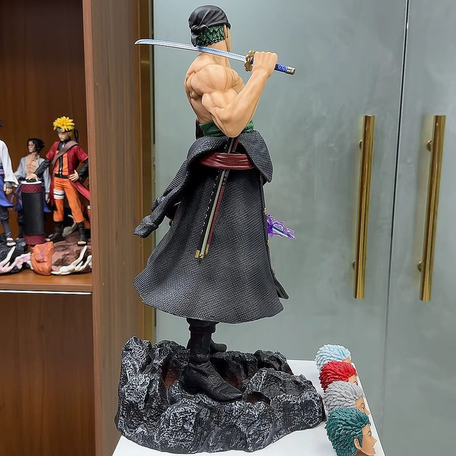 Bandai One Piece Roronoa Zoro Modellstatue, 50cm, mit 5 austauschbaren Köpfen - Bild 5