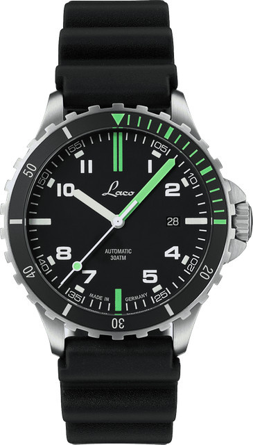 Laco Armbanduhr Automatik, Edelstahl, 42 mm, Kautschuk, Schwarz, 30 ATM - Bild 1