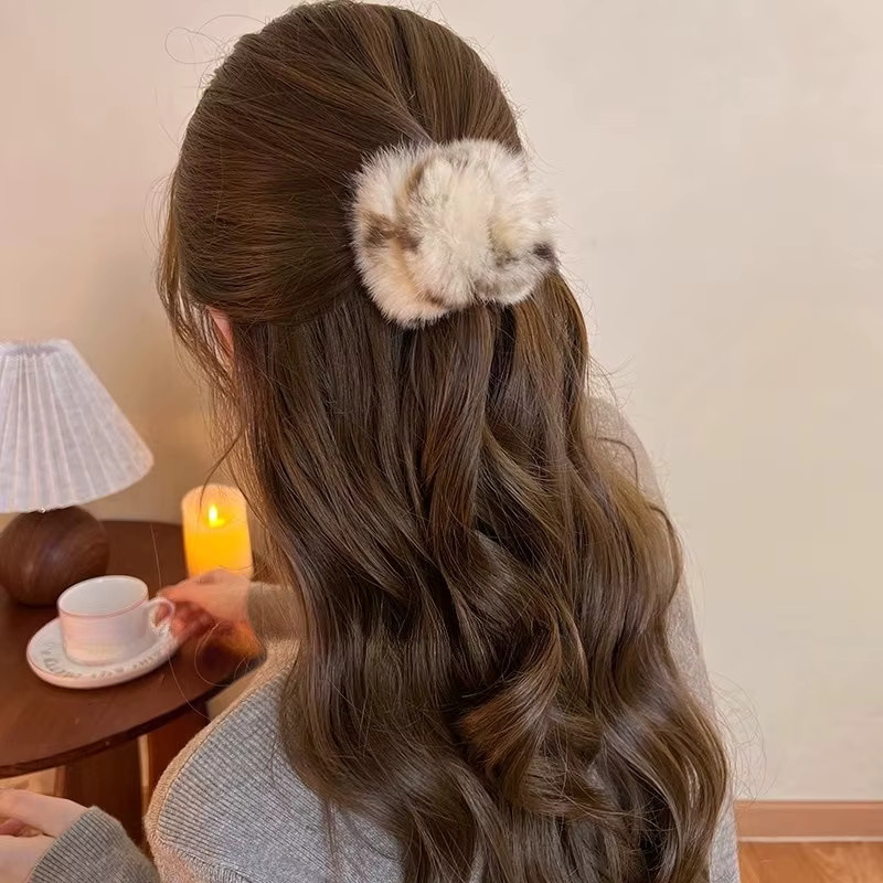 Haarspange Otter-Kaninchenfell, koreanisch, Hai-Clip, Stirnband - Bild 3