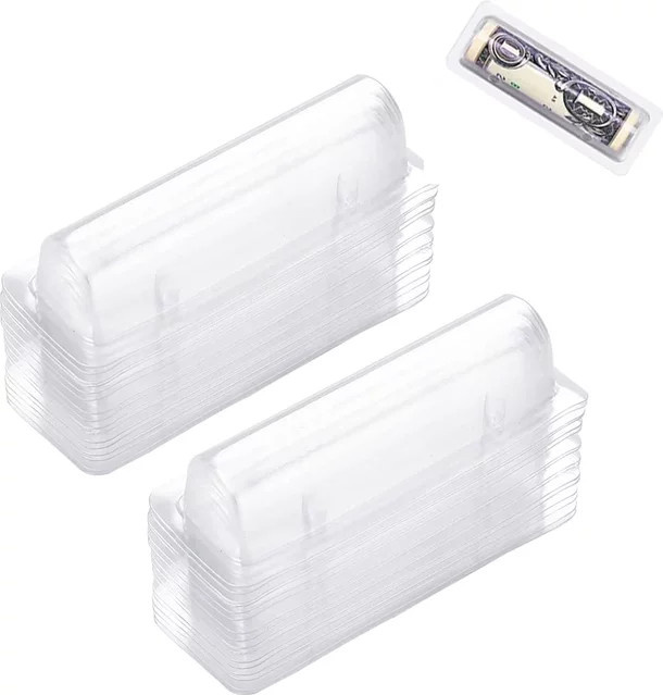 50 Stück transparente Kunststoff-Kuppel-Halterungen für Lippenbalsam und Geldkarten, rechteckig und wasserdicht zum Selbermachen - Bild 1