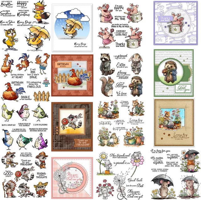Niedriges Stempel- und Stanzformen-Set mit Tier- und Blumenmotiven für DIY Scrapbooking und Handwerk, Multicolour - Bild 1