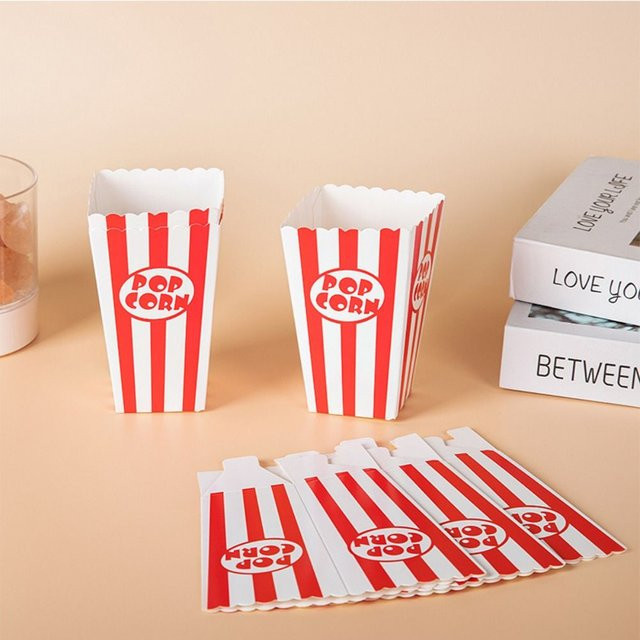 12 Stück Popcorn-Papierboxen rot-weiß gestreift für DIY Geschenke und Partys - Bild 1