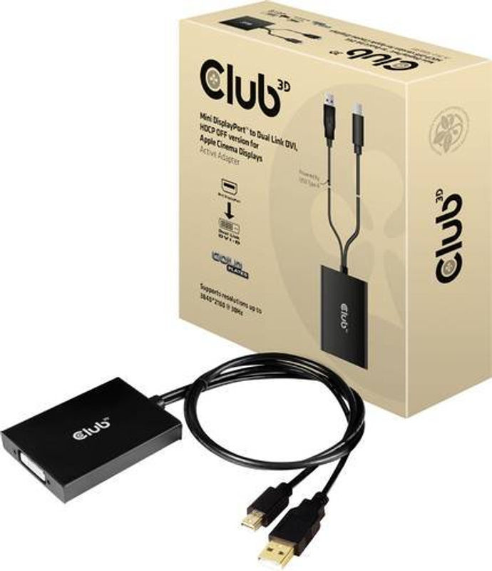 Club3D Adapterkabel Mini DisplayPort (M) zu DVI-D (W) mit USB-Stromversorgung, Schwarz, Länge: 60 cm, CAC-1130-A - Bild 2