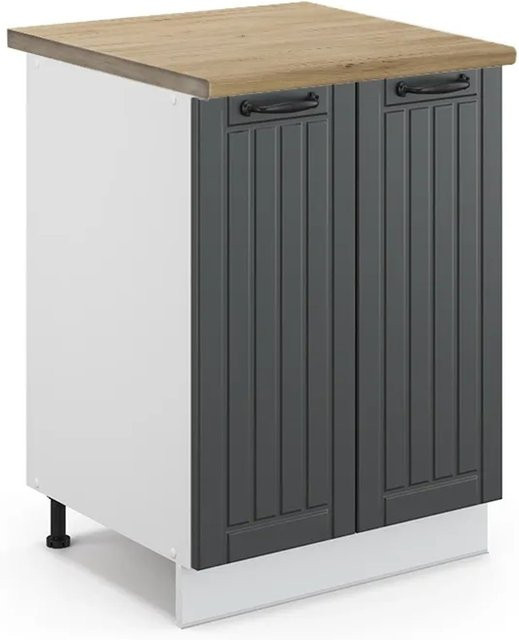 Vicco Küchenunterschrank Fame-Line in Anthrazit und Weiß mit Eiche-Optik im Landhausstil, B/T/H: 60 x 60 x 82 cm - Bild 1