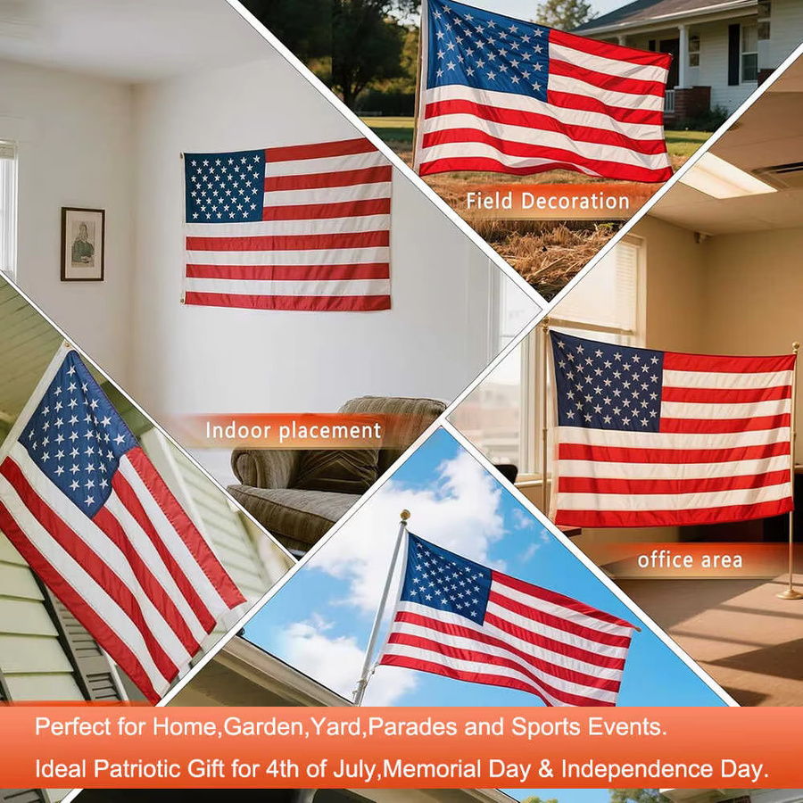 Hochwertige bestickte US-Flagge USA mit Messingösen, rot-weiß-blau, B/H: 91,44 x 152,4 cm - Bild 6