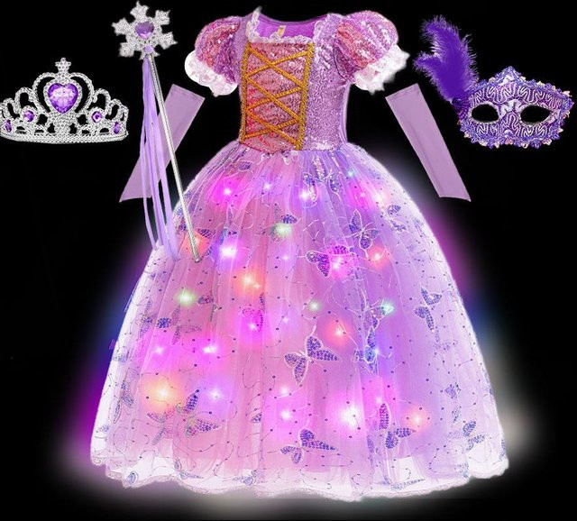 Disney Tangled Rapunzel Kostüm, Prinzessin Ballkleid, Lila, ab 4 Jahre - Bild 1