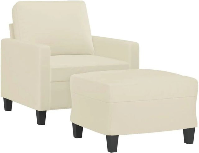 vidaXL Sessel mit Hocker in Beige aus Kunstleder für dein Wohnzimmer - Bild 1