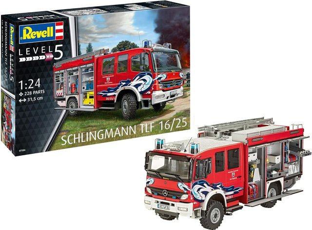 Revell Schlingmann TLF 16/25 Mercedes Benz Feuerwehr Bausatz im Maßstab 1:24 Level 5 - Bild 1