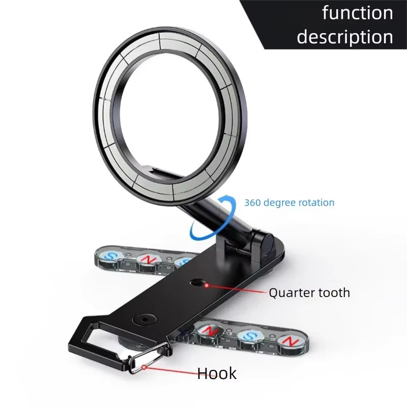 VIKEFON Multifunktionaler Magnetischer Handyständer Schwarz Faltbares Tragbares Selfie-Stativ für MagSafe iPhone iOS - Bild 6