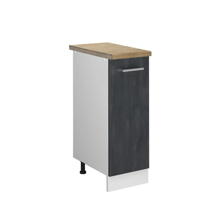 Vicco Apothekerunterschrank R-Line in Schwarz Beton und Weiß mit Arbeitsplatte in Eiche - Bild 2