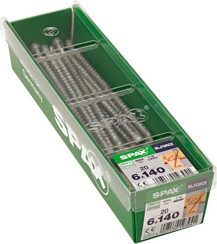 Spax Holzbauschraube mit Torx-Antrieb aus Stahl, silberfarben, 20 Stück, Durchmesser: 6 mm, Länge: 140 mm - Bild 1