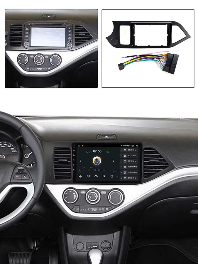 MEKEDE 9-Zoll Intelligentes Autoradio mit Kunststoffrahmen und Kabelset in Schwarz passend für Kia Morning News 2011-2017 - Bild 5