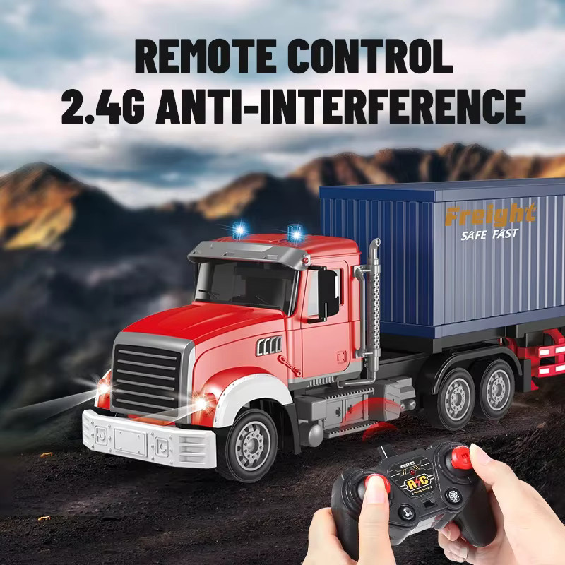 CONUSEA RC Truck Doppeldecker-Containeranhänger, Transportfahrzeug-Modell, 1:24, mit Musik - Bild 2