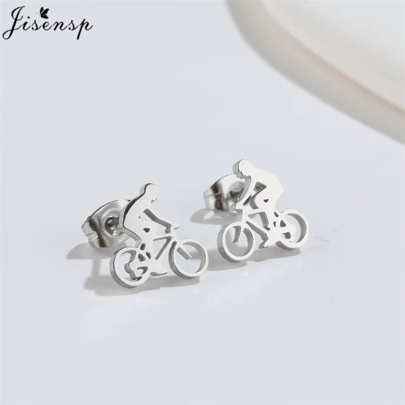 Jisensp Ohrstecker, Fahrrad, silberfarben, Damen - Bild 2