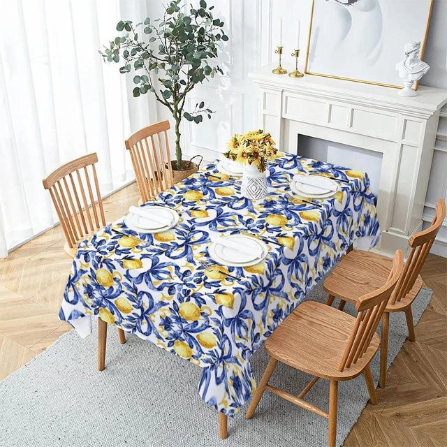 Wasserdichte Tischdecke von JINGYUE Pet mit Zitrone Aquarell Motiv aus Polyester, Farbe: Weiß, B x L: 100 x 145 cm - Bild 1