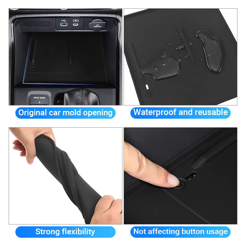 YaLumei Anti-Rutsch Silikon Matte für Honda CR-V 6. Generation 2023-2025, Schwarz, Zentrale Steuerung Telefon-Halterung und kabelloses Lade-Pad - Bild 6
