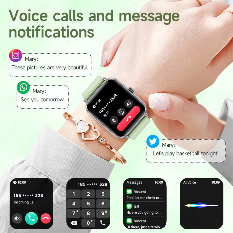 LIGE Smartwatch für Herren und Damen in Schwarz mit Volltouchscreen, Sport- und Fitnessuhr, IP68 wasserdicht und Bluetooth-Funktion für Android und iOS - Bild 2