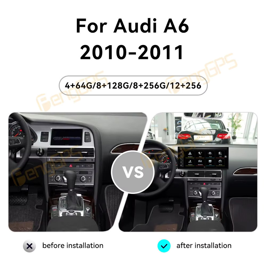 Aotsr Android 14 Autoradio mit 15,8 Zoll Touchscreen für Audi A6 2010-2011, CarPlay, GPS Navigation und DSP Multimedia Player, Schwarz - Bild 2