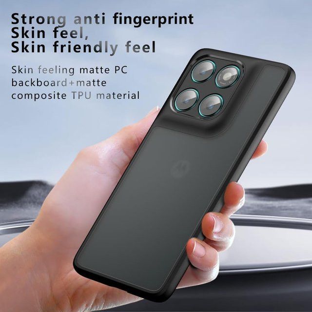Stoßfeste Frosted Matte Handyhülle für Motorola Moto G56 und Moto G86 Power 5G in Transparent oder Schwarz mit Skin-Touch Oberfläche und harter Rückseite - Bild 1