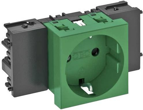 OBO Bettermann Geräteeinsatz Steckdose in Grün, B/H/T: 86 x 45 x 42 mm - Bild 1
