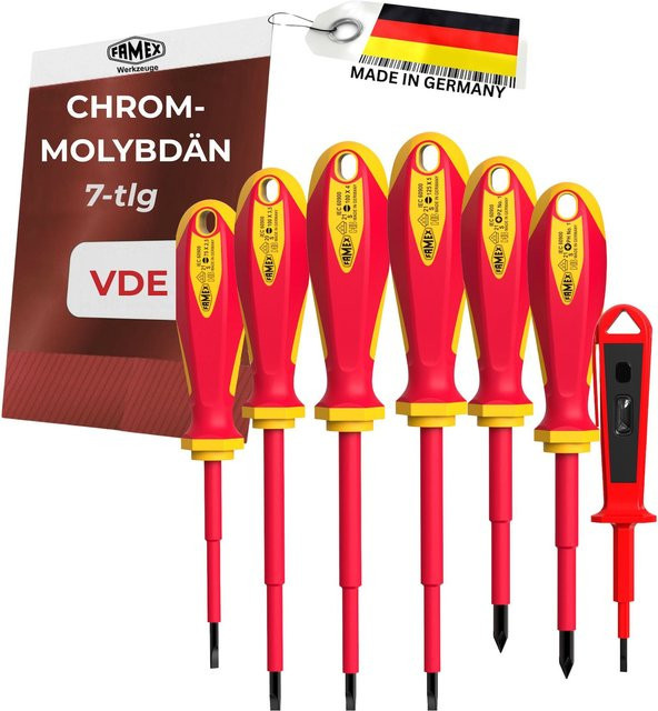 FAMEX 7734-7 Elektriker Schraubendreher VDE Set, 7-teilig, Rot - Bild 1