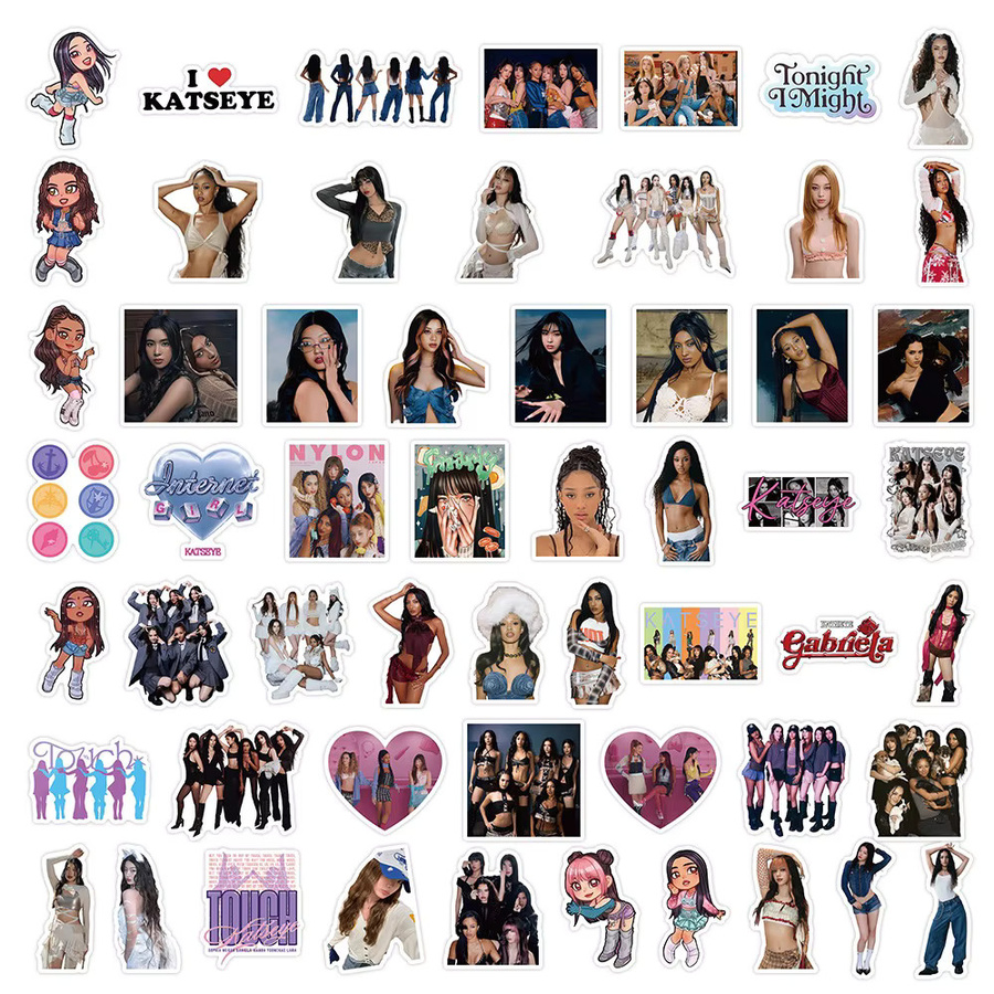 Katseye Kpop Girl Group Graffiti-Aufkleber Set, wasserfeste Sticker in Multicolour für Handy, Gitarre und Scrapbook, 50 Stück - Bild 4