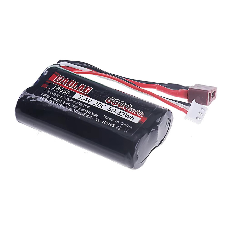 RC.BURST 18650 Akku Set 7,4 V 6800 mAh 2S mit T-Stecker und Ladegerät in Schwarz für Wltoys 10428 12428 12423 Q46 9125 Q901 SCY-16101 RC Autoteile - Bild 2