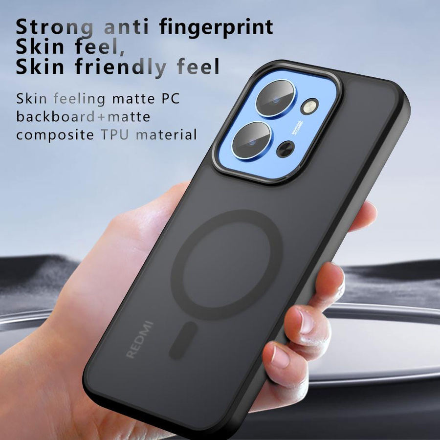 Stoßfeste matte Handyhülle für Xiaomi Redmi 15C 4G/5G mit magnetischem kabellosem Ladecase in Schwarz - Bild 2