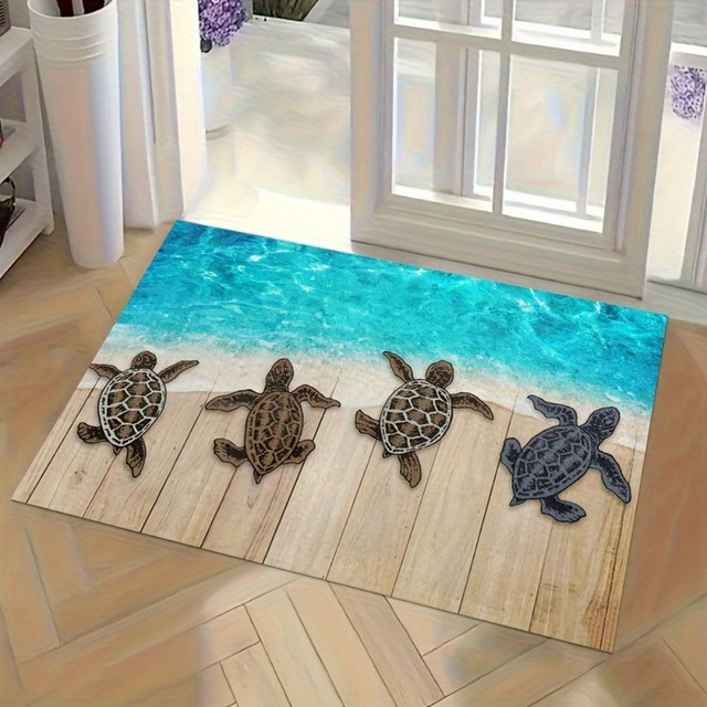 VIKAMA Coastal Sea Turtle Willkommens-Fußmatte, rutschfest und wetterfest, mehrfarbig - Bild 1