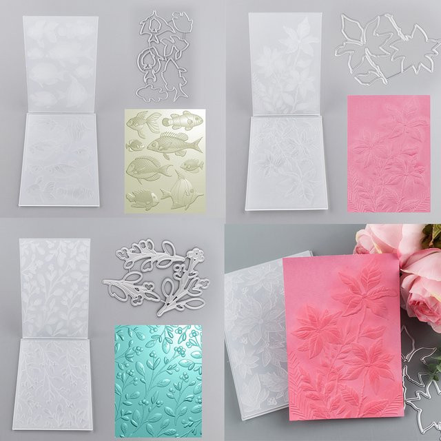3D Prägestempel Set Ozean Fisch und Weihnachtssterne mit passenden Würfeln in Multicolour für strukturierte Papierarbeiten und Karten - Bild 1