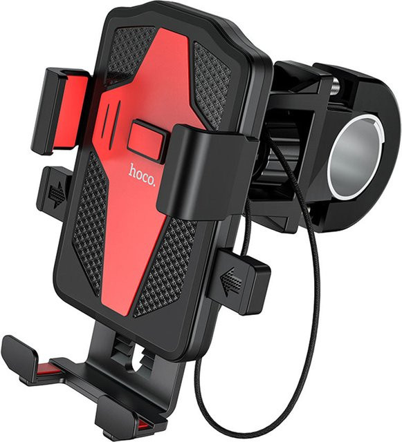 HOCO CA73 Fahrrad- und Motorradhalter für Smartphones von 4,5 bis 7 Zoll, Schwarz Rot - Bild 1