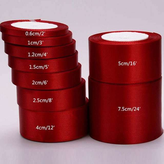 10 Stück weinrotes Satinband für Geschenkverpackungen und Dekoration, 22 m pro Rolle - Bild 1