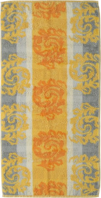 Cawo Duschtuch NOBLESSE CASHMERE in Gelb und Multicolour, flauschiges Baumwoll-Terry, Breite: 150 cm, Höhe: 80 cm - Bild 1