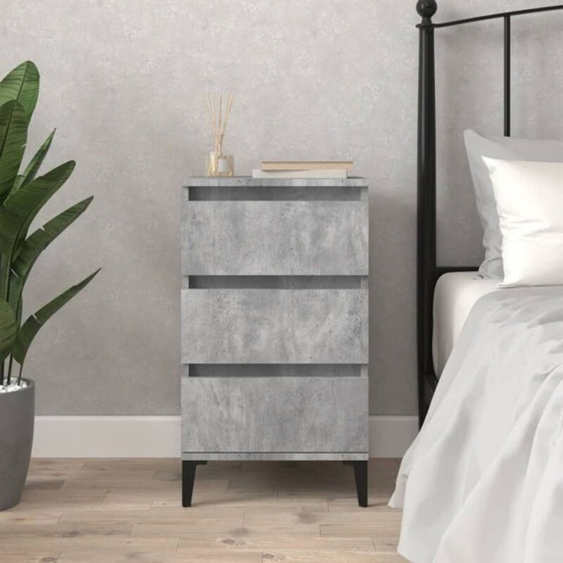 Vidaxl Nachttisch in Grau im Industrial Design aus Holzwerkstoff und Metall, B/T/H: 40 x 35 x 70 cm - Bild 1