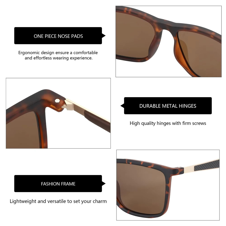 BLUEMOKY Sonnenbrille, Herren, Vollrand, rechteckig, Kohlefaserrahmen, braun, polarisiert - Bild 4