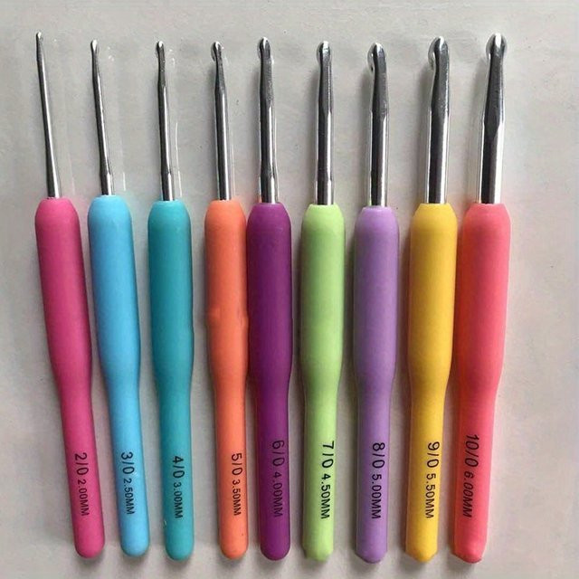 9-teiliges Regenbogen Häkelnadel-Set aus Aluminium mit ergonomischem Komfortgriff, Größen 2-6mm, Mehrfarbig - Bild 1