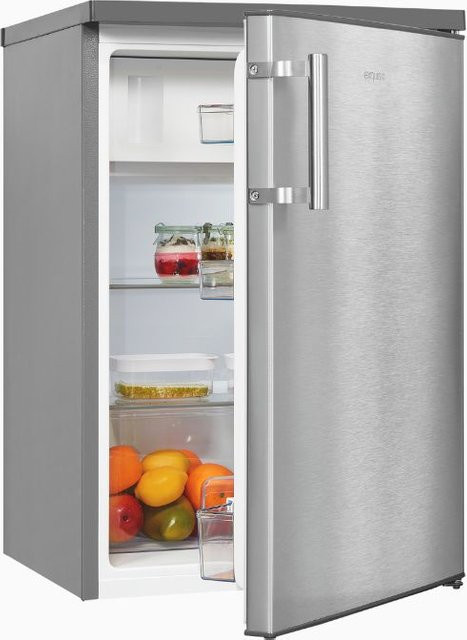 Exquisit Kühlschrank KS516-4-H-010D in Silver mit Inoxlook, Standgerät mit reversibler Tür, LED-Innenbeleuchtung und Flaschenregal, B/T/H: 57,5 x 60,0 x 185,0 cm - Bild 1