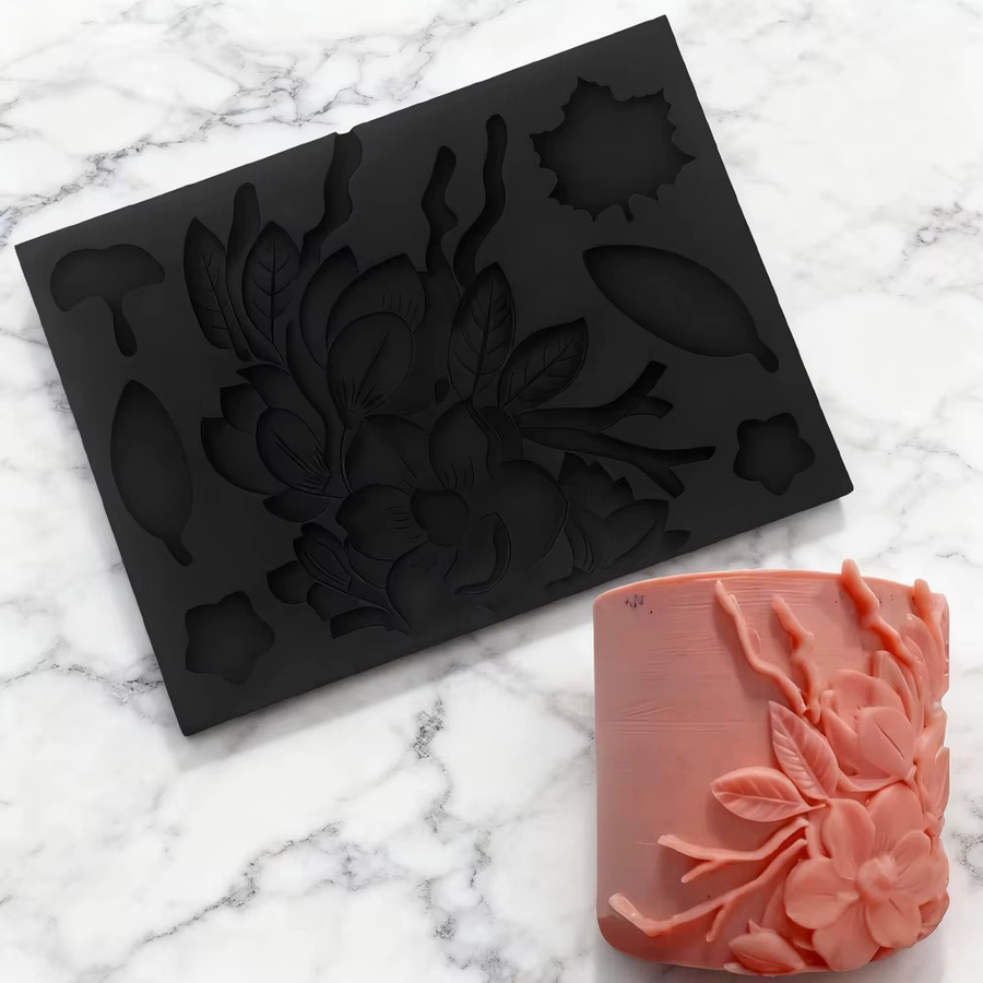 Meibum Relief Magnolia Silikonmatte in Schwarz für Fondant, Kuchen und Schokolade - Bild 2