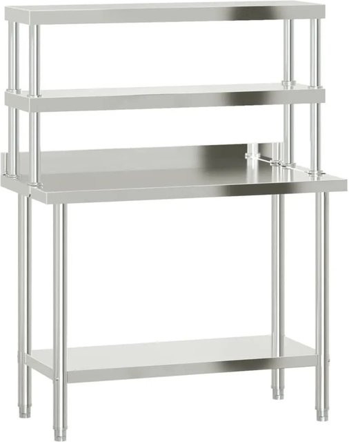 DELUKE Edelstahl Arbeitstisch SASO mit Aufsatzboard und Aufkantung, Farbe: Silber, B/T/H: 110 x 55 x 150 cm - Bild 1