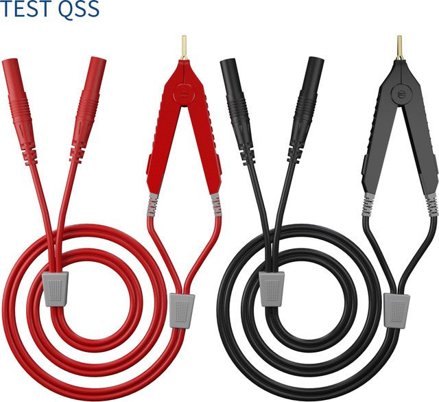 QSS Kelvin Lcr Messleitung für Bodenwiderstand mit 4-Draht-System, 4 mm Bananenstecker, Kelvin-Clip und Orichalum-Beschichtung, Q.70075 - Bild 1