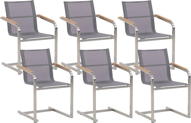 Beliani Gartenstuhl modern in Grau und Silber B/T/H: 55 x 56 x 85 cm - Bild 1