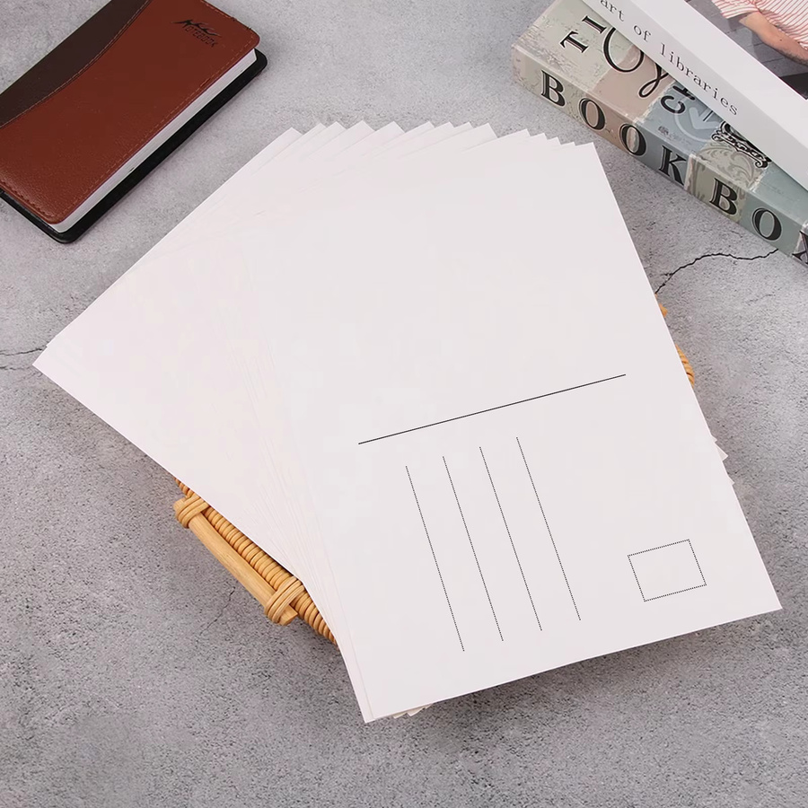 60er-Pack leere Postkarten aus Papier, unbeschichtet und kariert, Farbe: Weiß - Bild 2