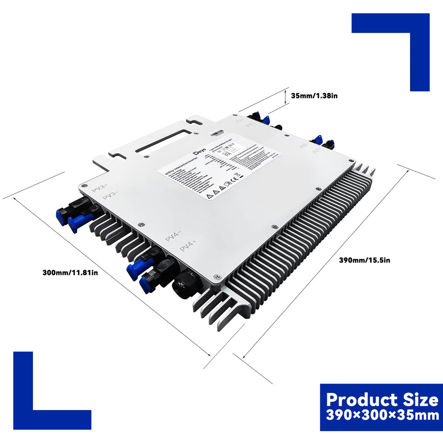Deye 2000W MPPT Solar-Mikrowechselrichter in Silber mit Anti-Rückfluss-Funktion für 4 PV-Module von 210–700W und IP67-Schutz - Bild 6
