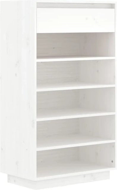 vidaXL Schuhregal Weiß aus Massivholz Kiefer mit Regalfächern B/T/H: 60 x 34 x 105 cm - Bild 1