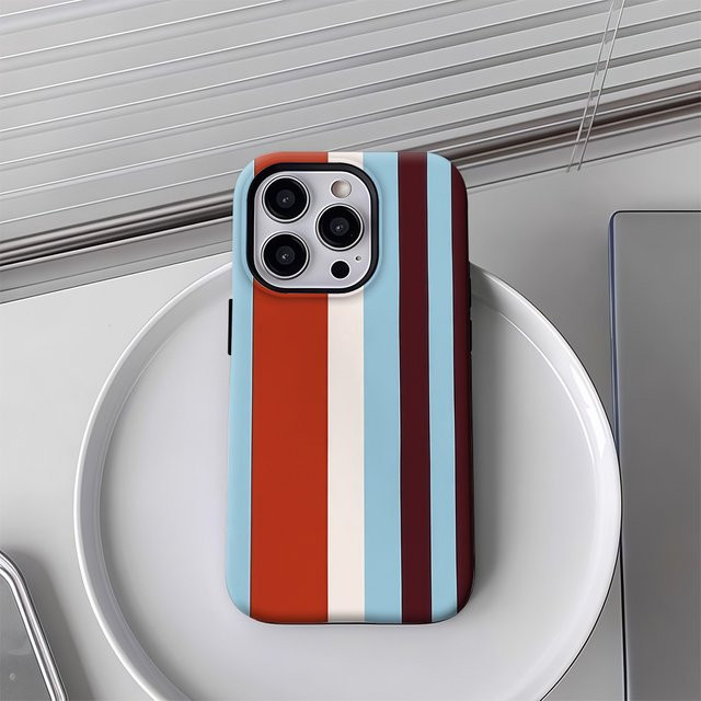 Luxuriöse doppellagige Handyhülle für Apple iPhone mit bunten vertikalen Streifen in Multicolour - Bild 1